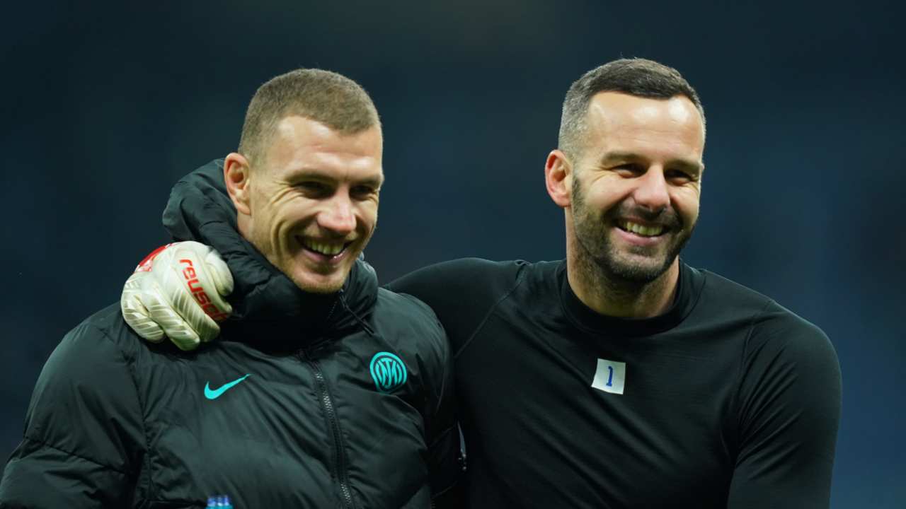 Dzeko e Handanovic - foto LaPresse