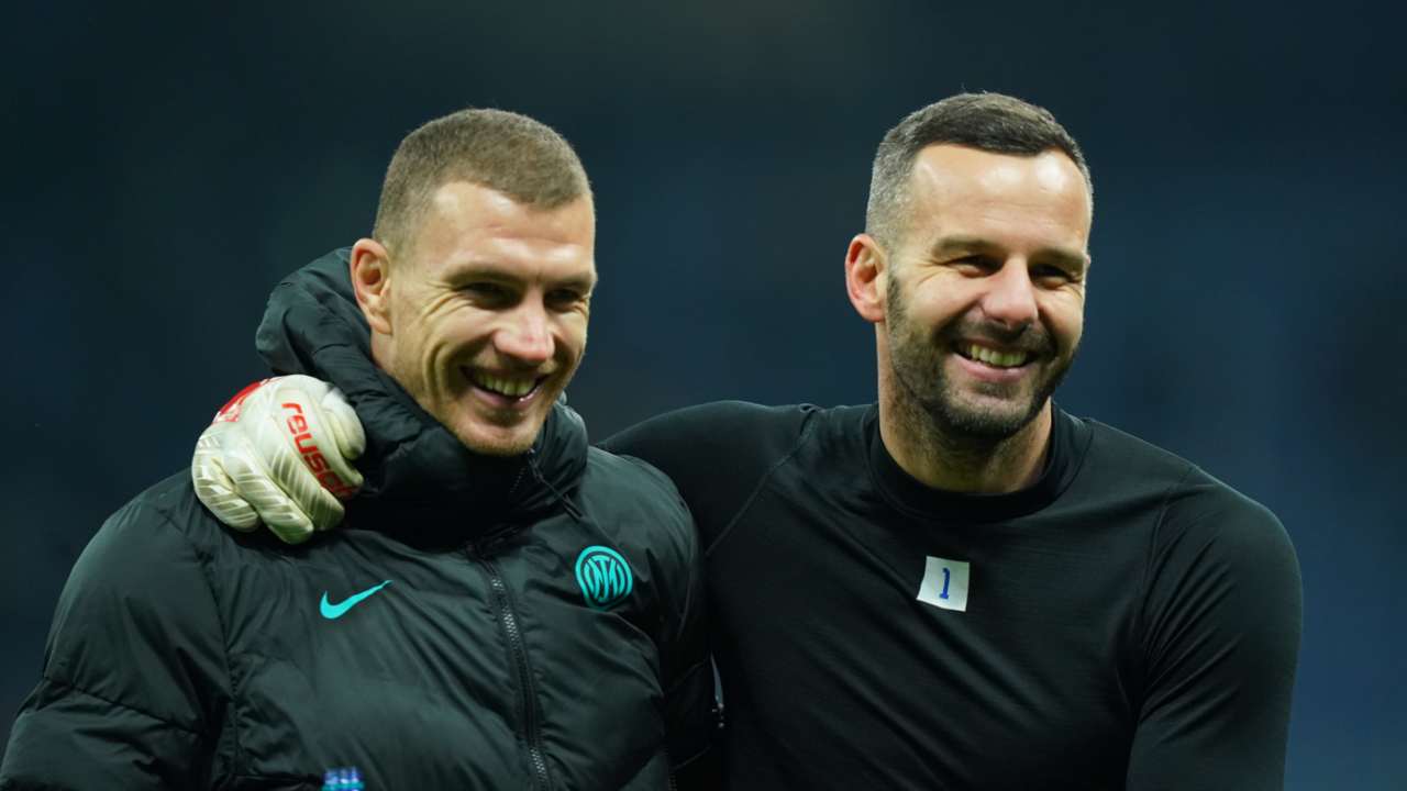 Dzeko e Handanovic -foto LaPresse