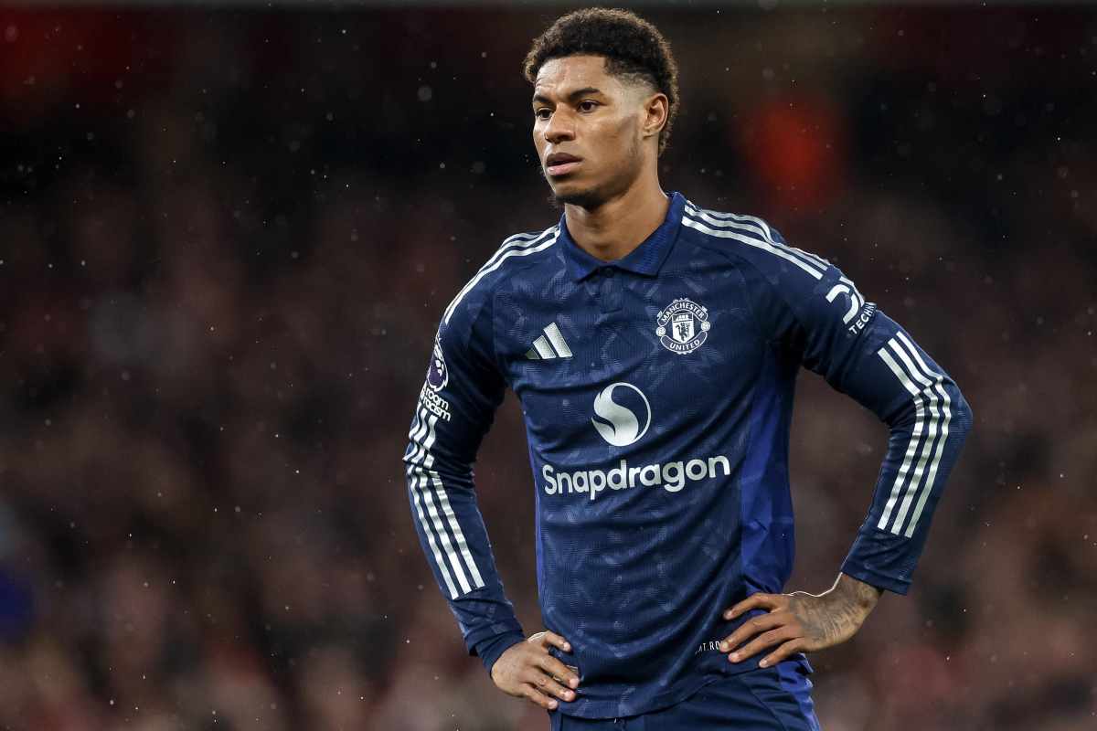 Marcus Rashford in campo con il Manchester United